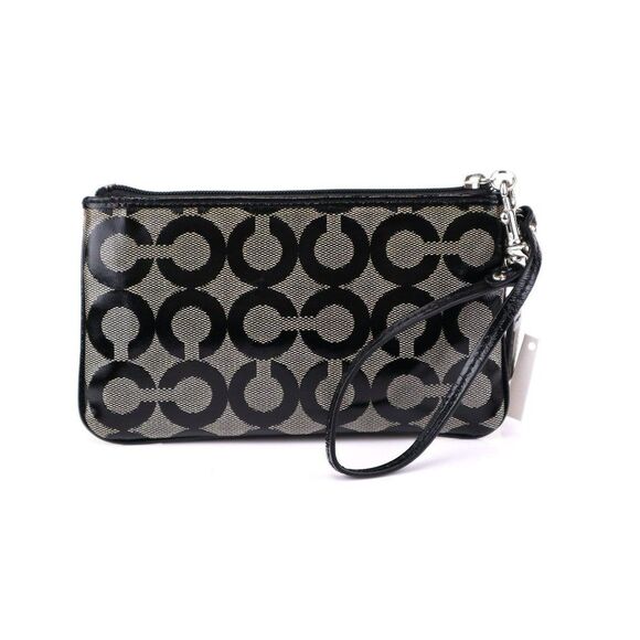 NWT Coach Coated Signature Wristlet in Black White - Picture 6 of 9